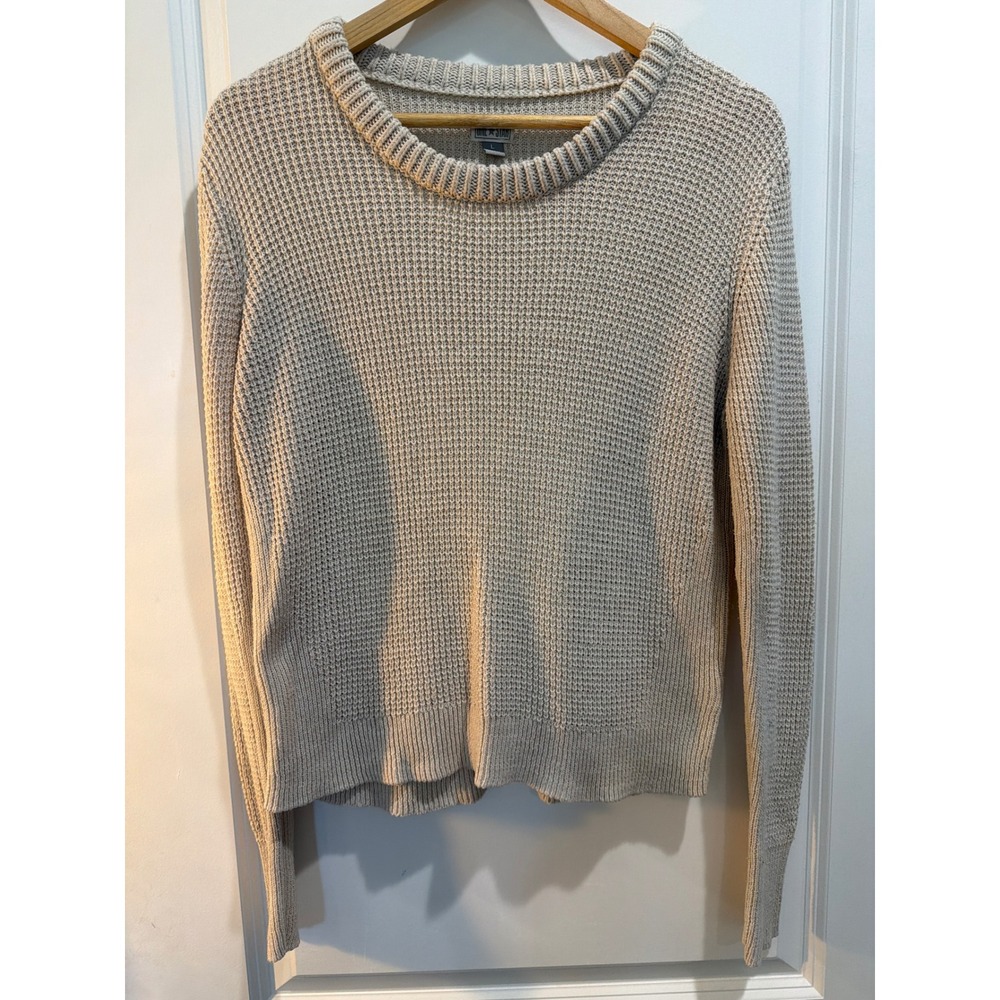 Converse One Star Waffle Knit Sweater Beige Tan Crew Neck Pullover Large